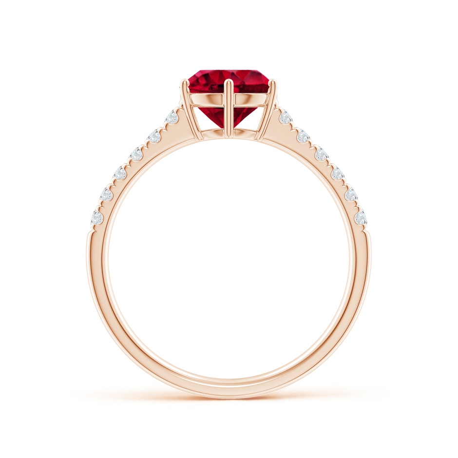 7mm AAAA Garnet Solitaire Ring with Diamond Accents in Rose Gold side1