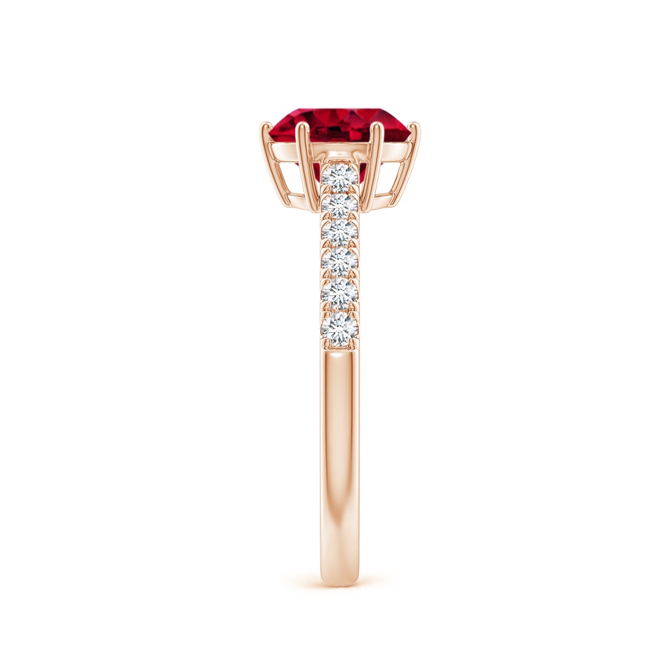 7mm AAAA Garnet Solitaire Ring with Diamond Accents in Rose Gold body-hand