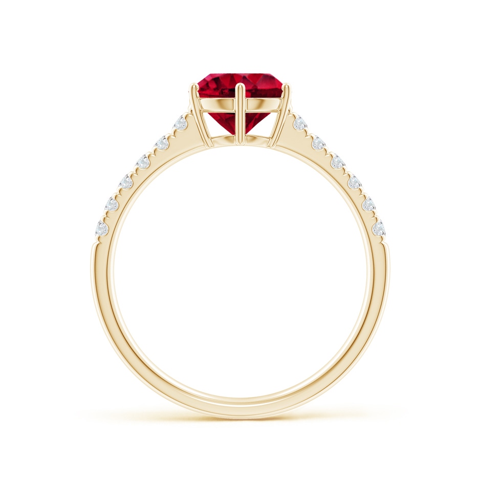7mm AAAA Garnet Solitaire Ring with Diamond Accents in Yellow Gold side1