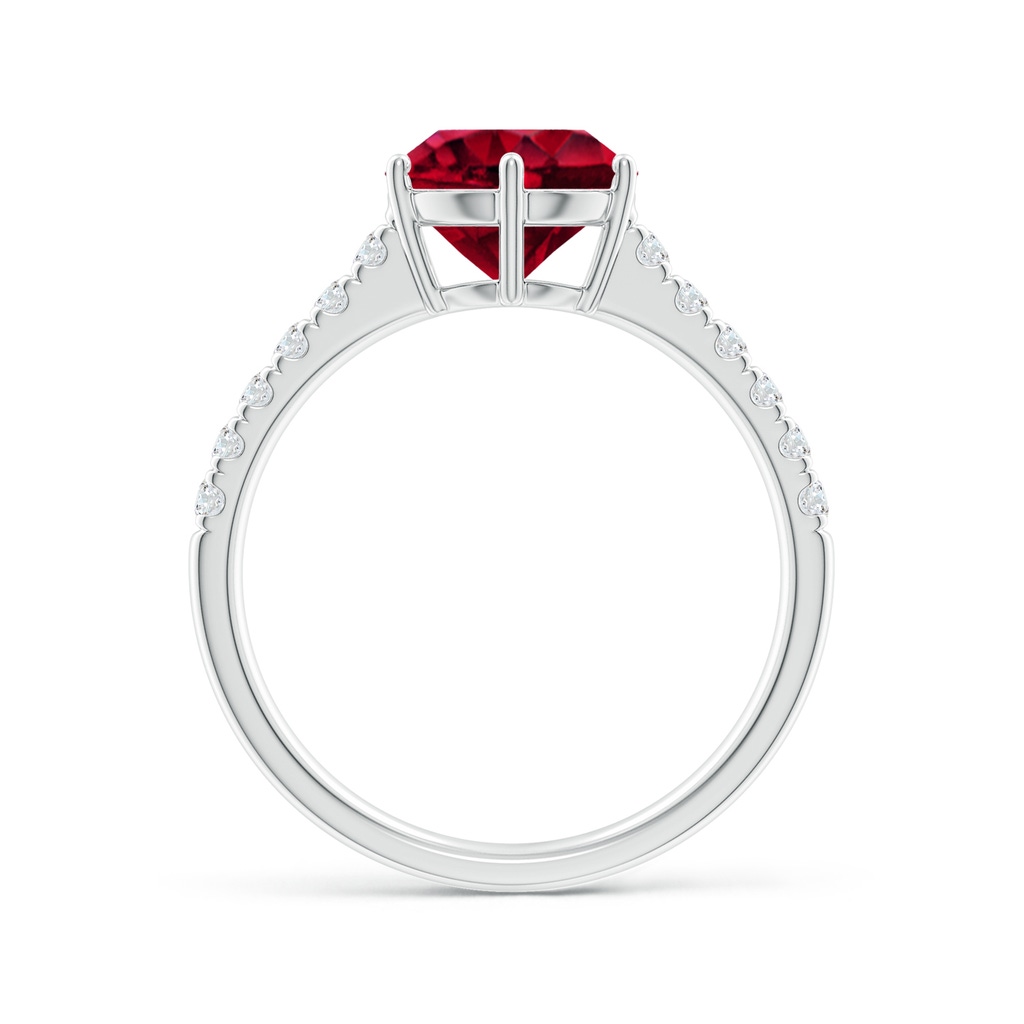 8mm AAA Garnet Solitaire Ring with Diamond Accents in White Gold Side1
