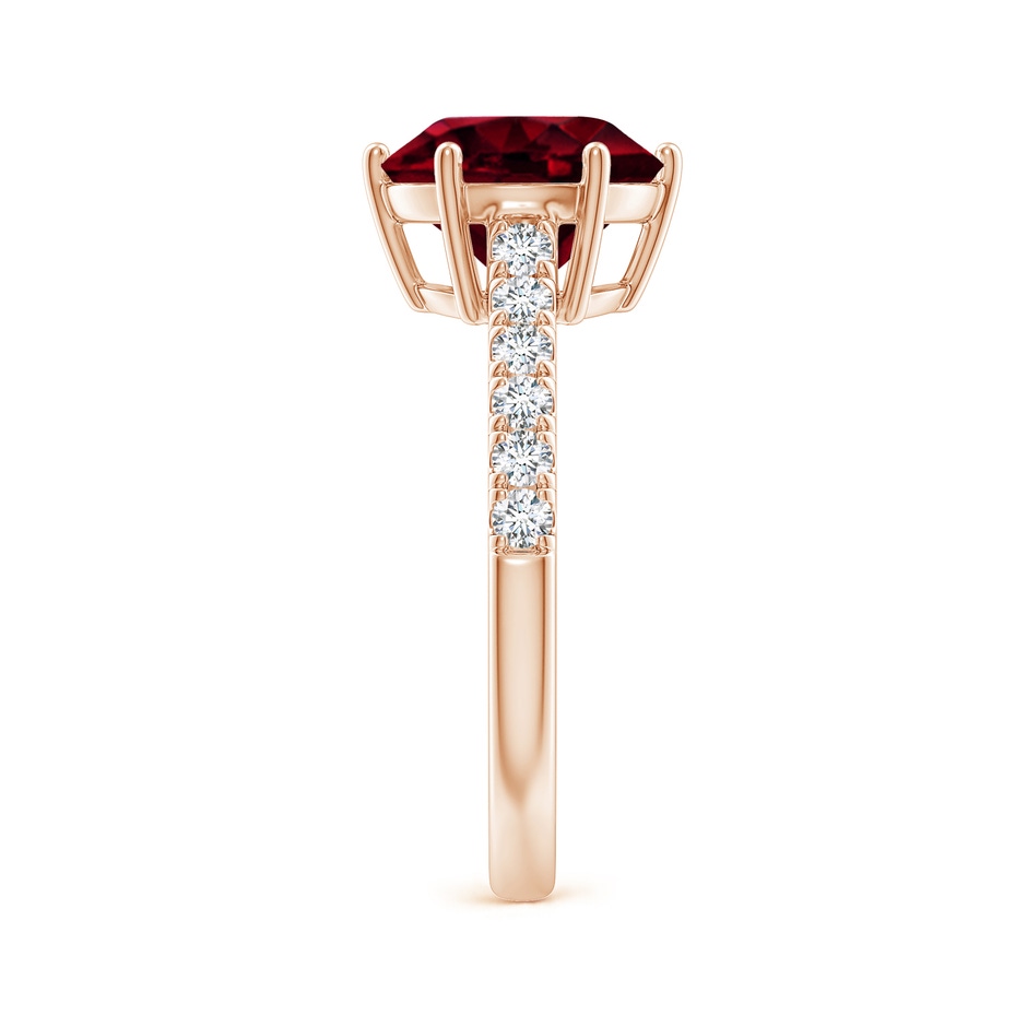 9mm A Garnet Solitaire Ring with Diamond Accents in Rose Gold body-hand