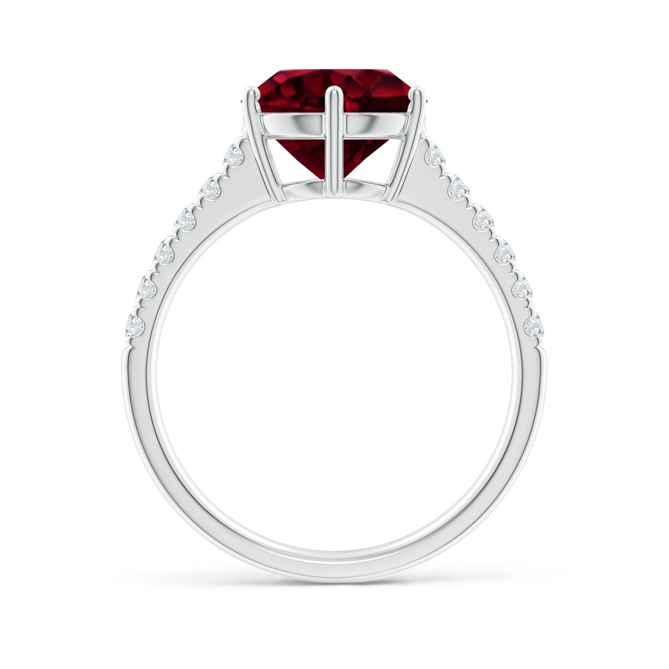 9mm A Garnet Solitaire Ring with Diamond Accents in White Gold side1