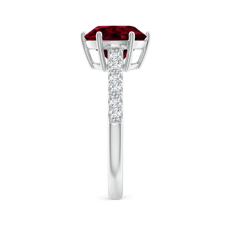 9mm A Garnet Solitaire Ring with Diamond Accents in White Gold body-hand