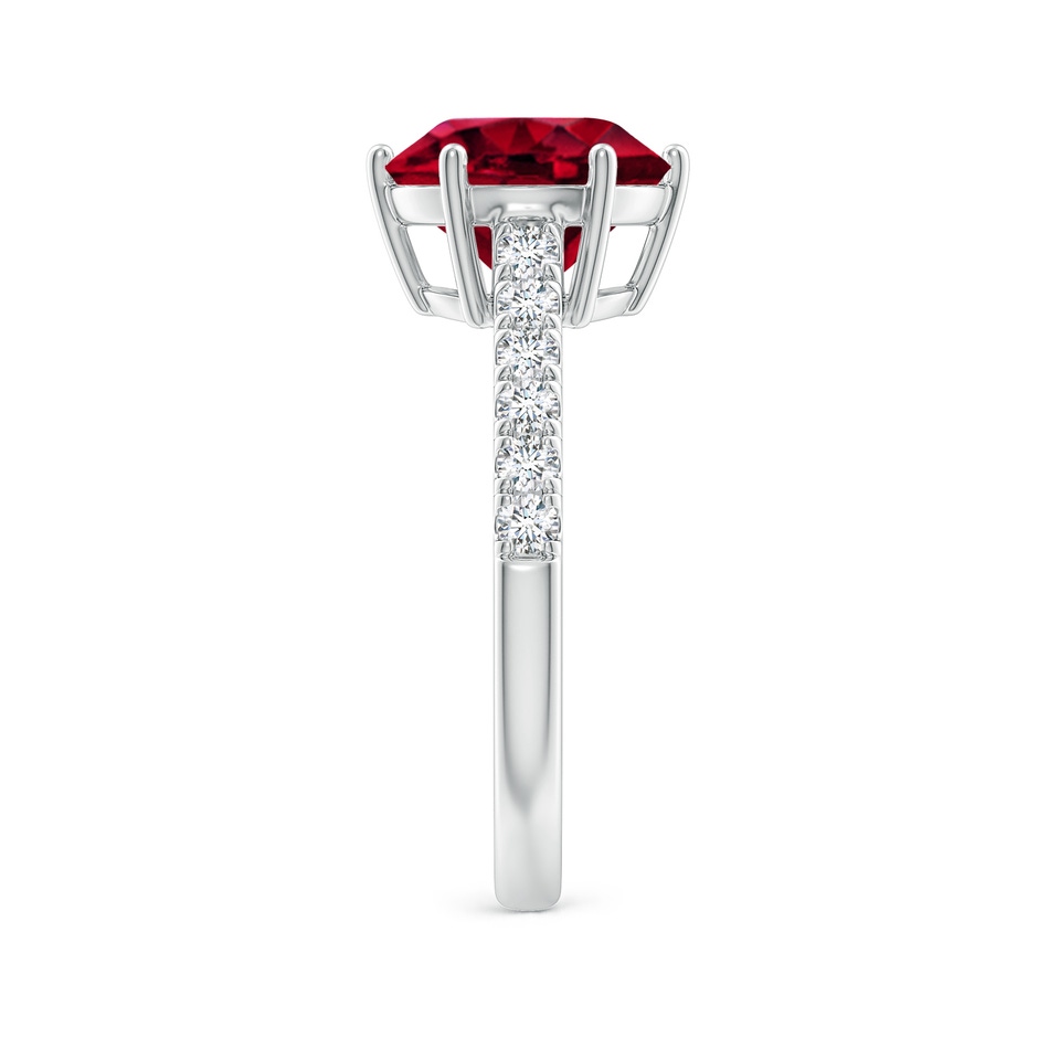 9mm AAA Garnet Solitaire Ring with Diamond Accents in White Gold body-hand