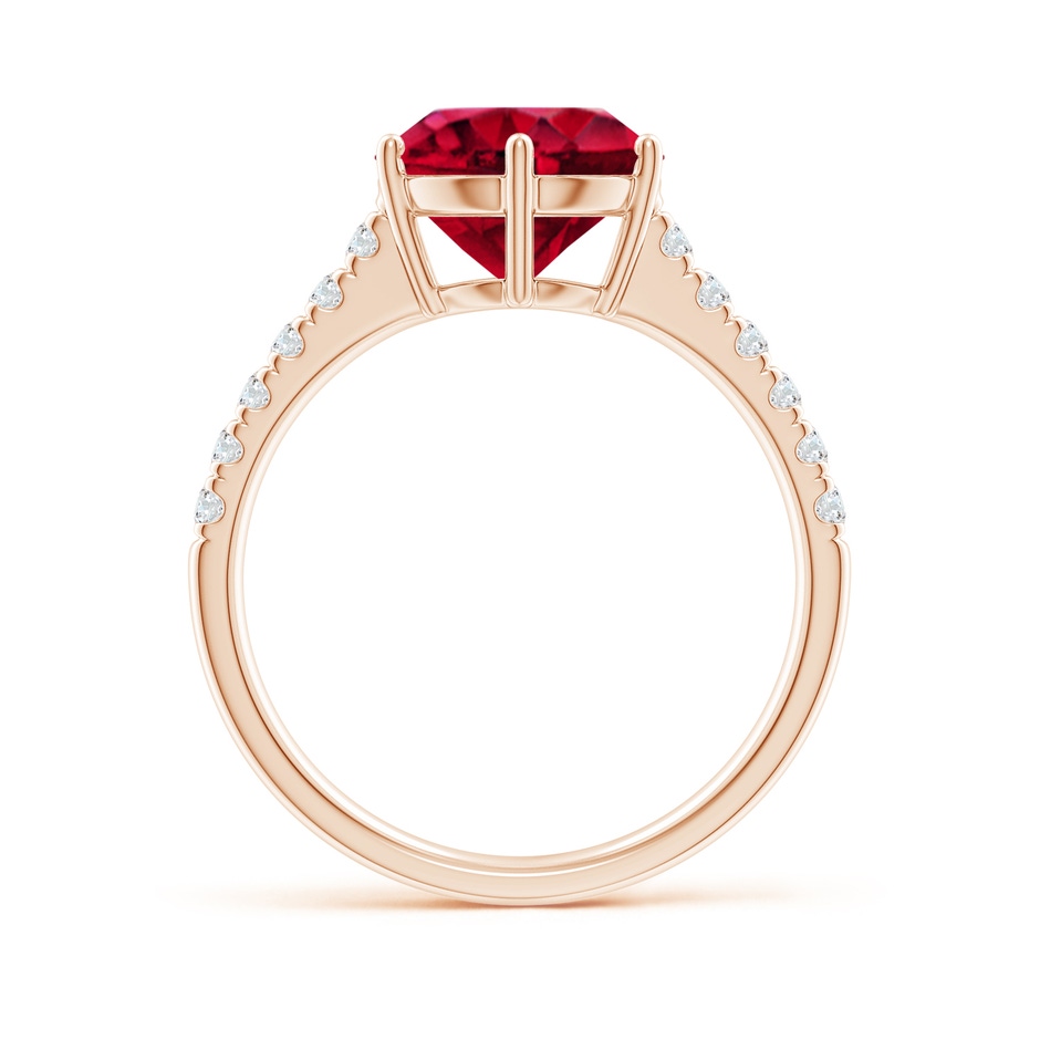 9mm AAAA Garnet Solitaire Ring with Diamond Accents in Rose Gold side1
