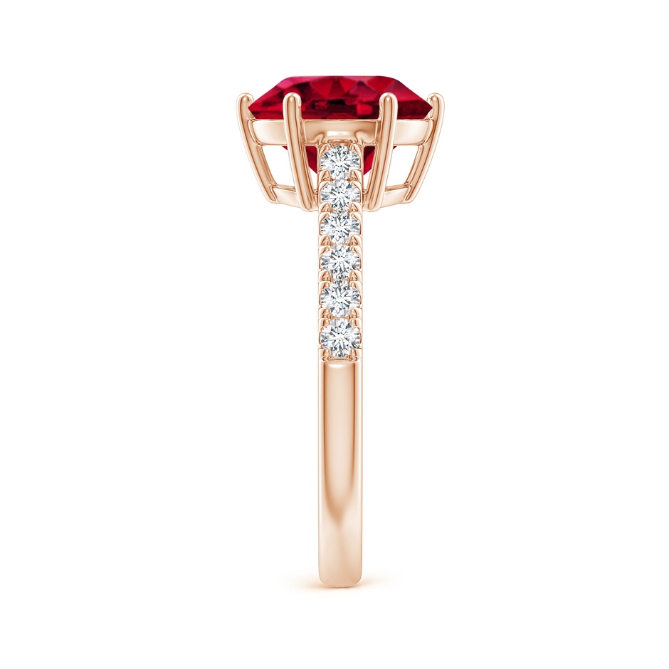 9mm AAAA Garnet Solitaire Ring with Diamond Accents in Rose Gold body-hand