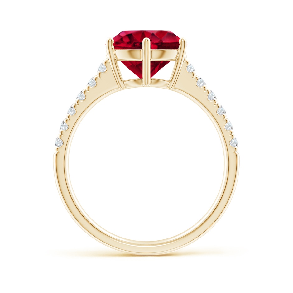 9mm AAAA Garnet Solitaire Ring with Diamond Accents in Yellow Gold side1