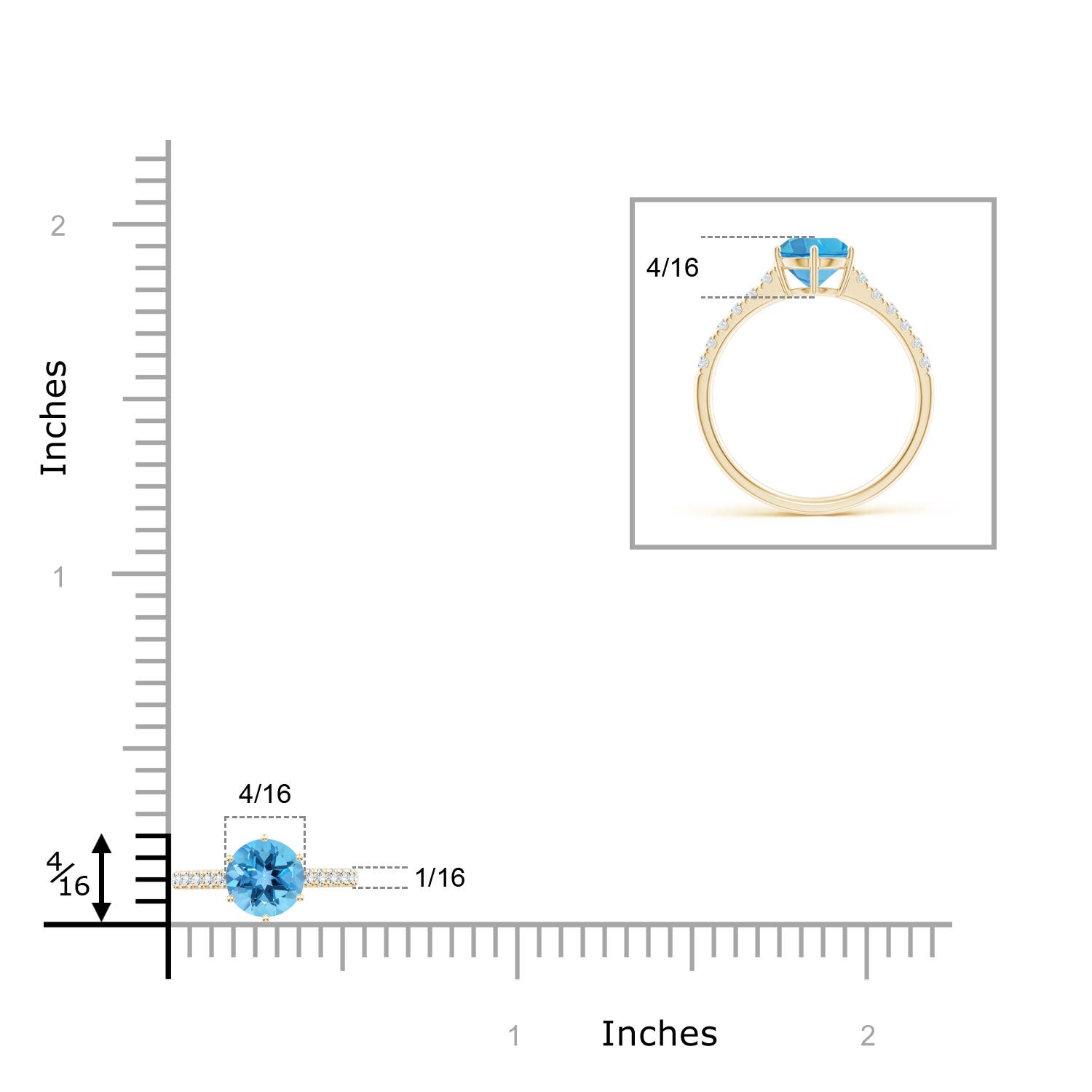 AA - Swiss Blue Topaz / 1.8 CT / 14 KT Yellow Gold