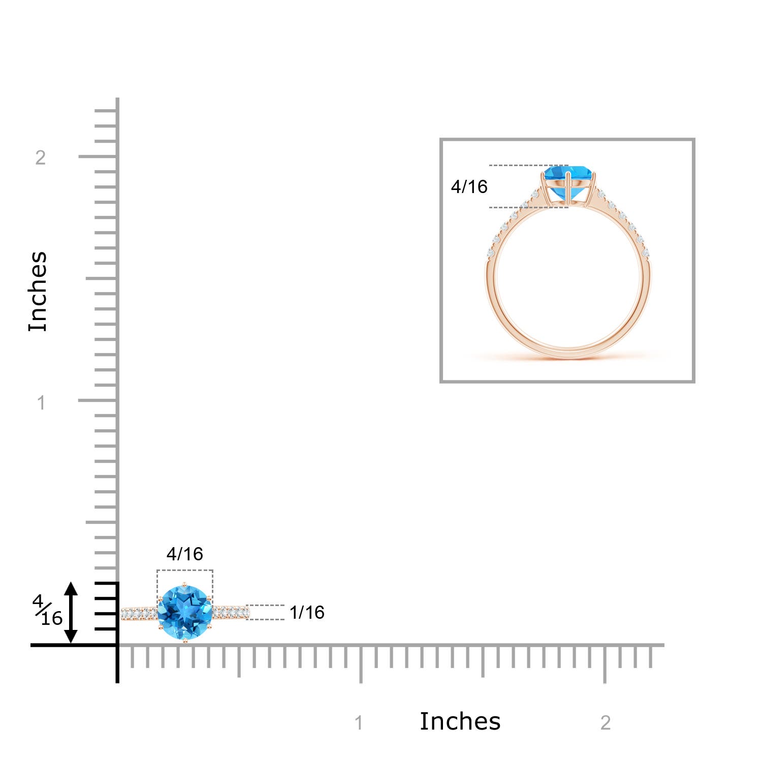 AAA - Swiss Blue Topaz / 1.8 CT / 14 KT Rose Gold