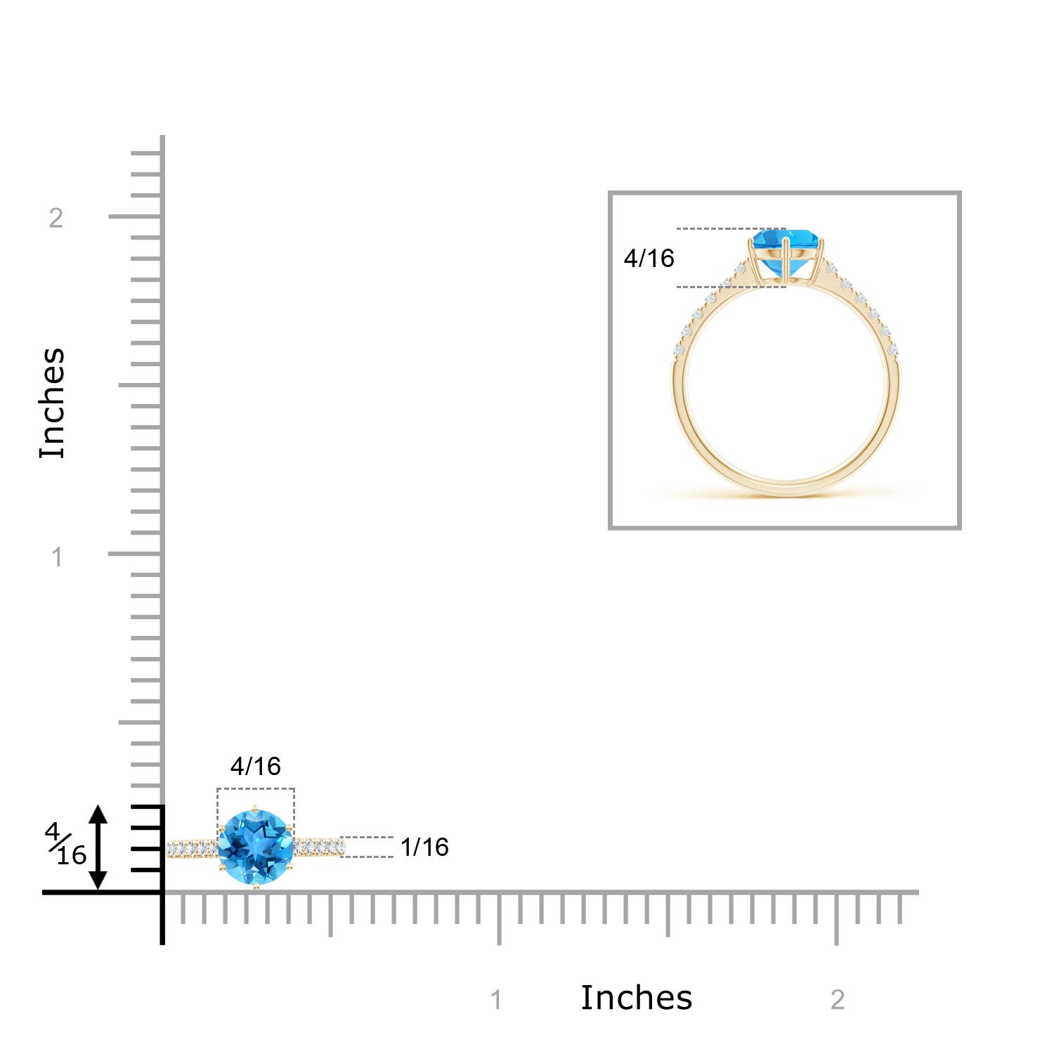 AAA - Swiss Blue Topaz / 1.8 CT / 14 KT Yellow Gold