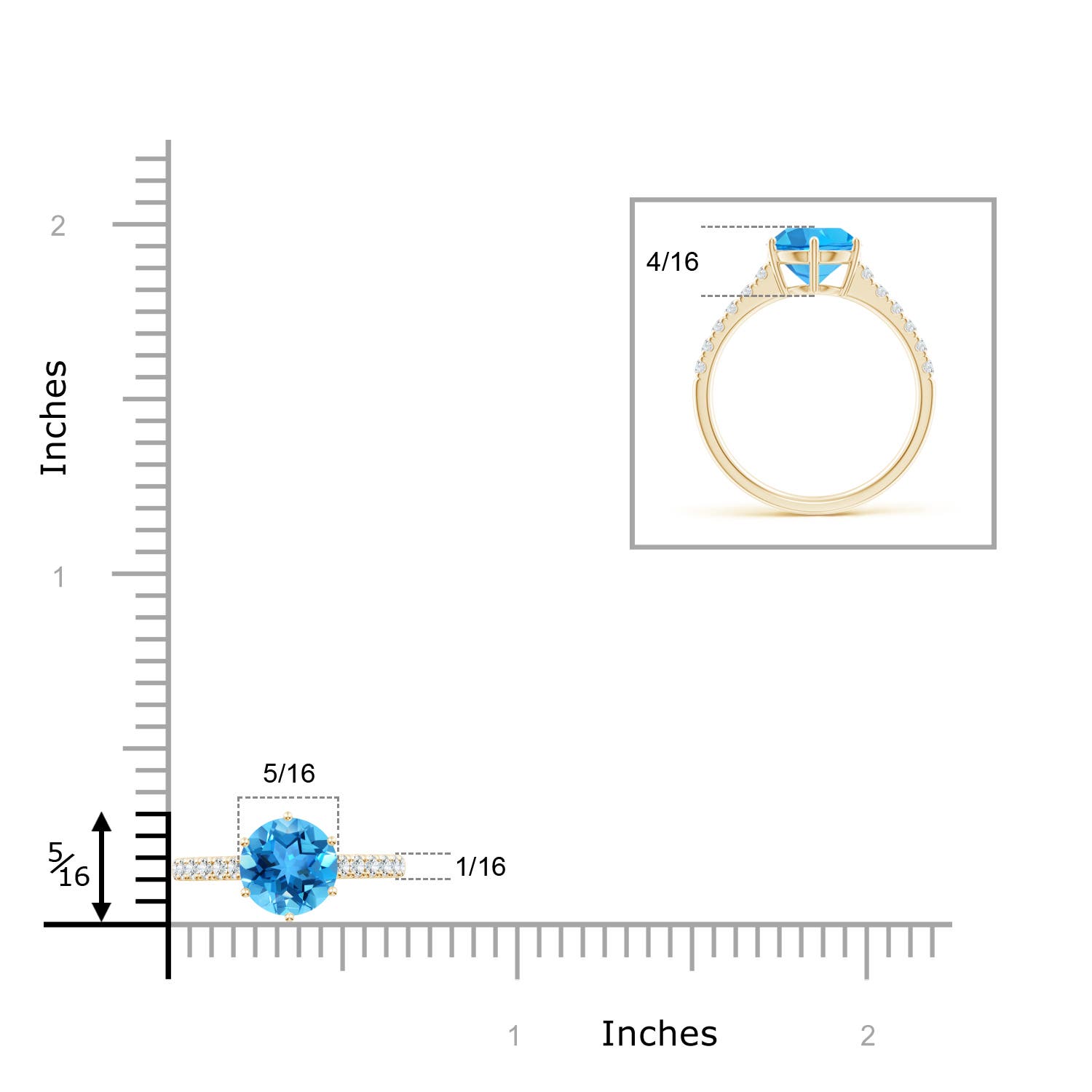 AAA - Swiss Blue Topaz / 2.65 CT / 14 KT Yellow Gold