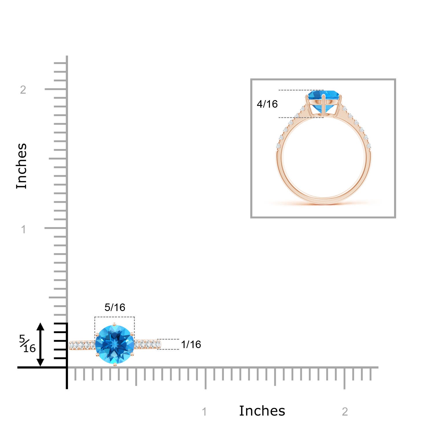 AAAA - Swiss Blue Topaz / 2.65 CT / 14 KT Rose Gold