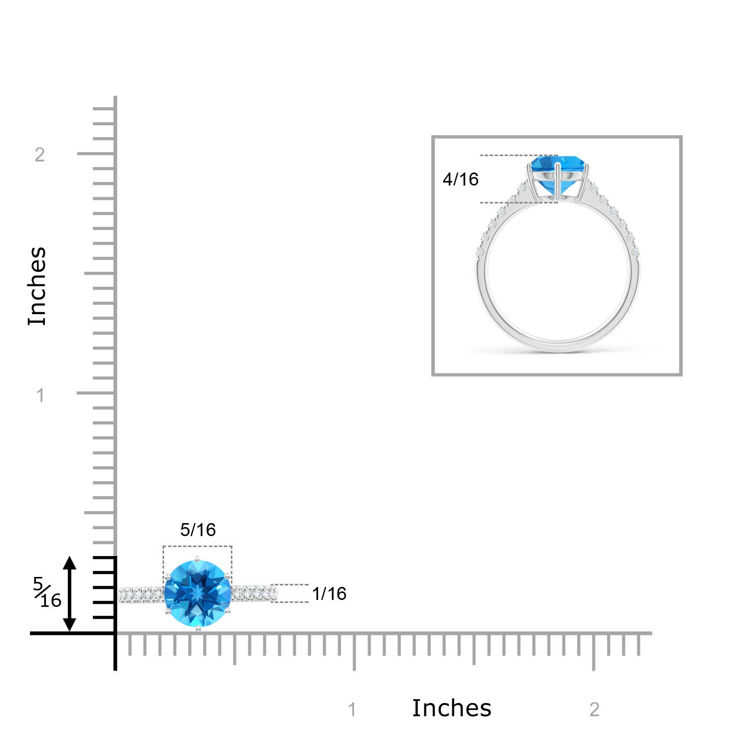 AAAA - Swiss Blue Topaz / 2.65 CT / 14 KT White Gold