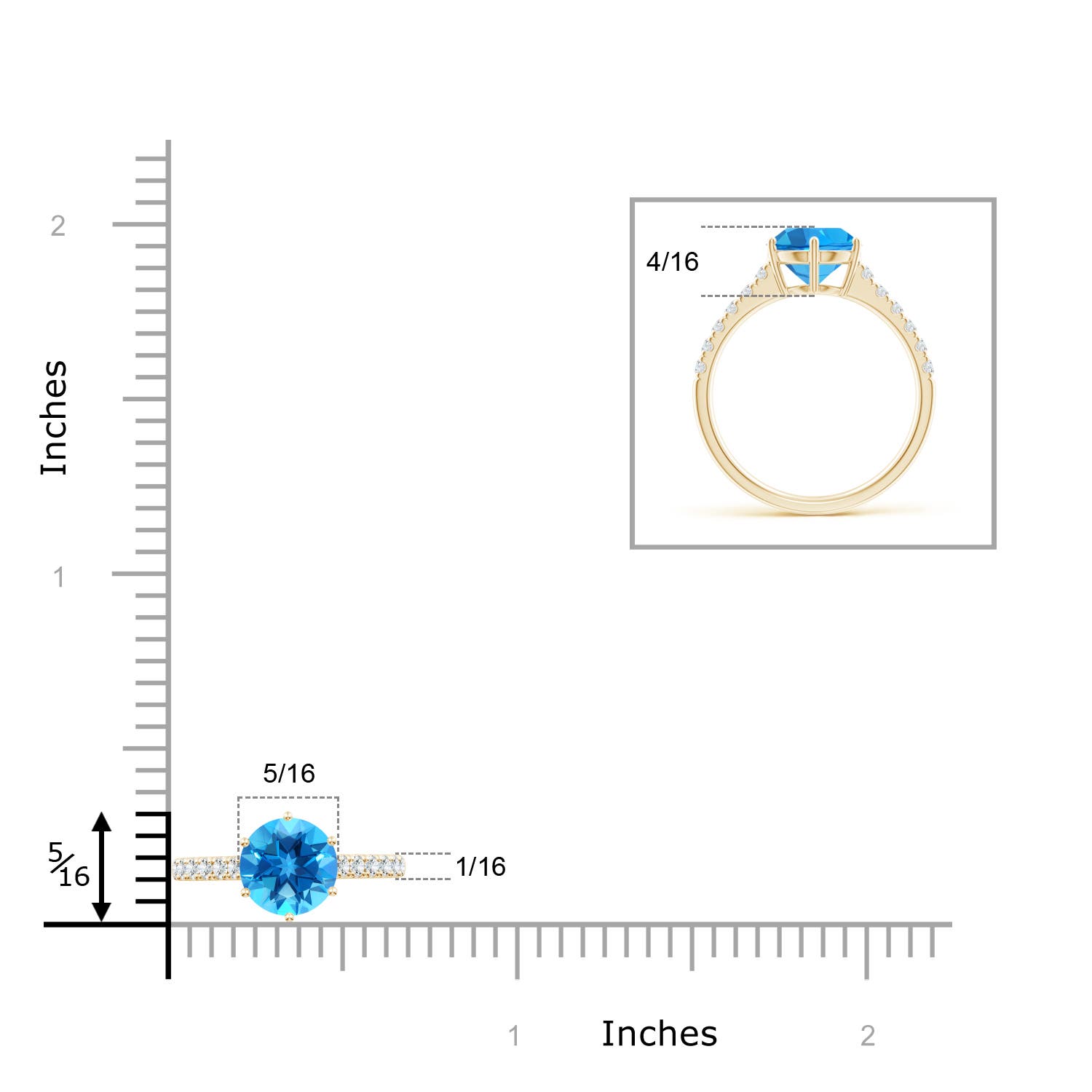 AAAA - Swiss Blue Topaz / 2.65 CT / 14 KT Yellow Gold