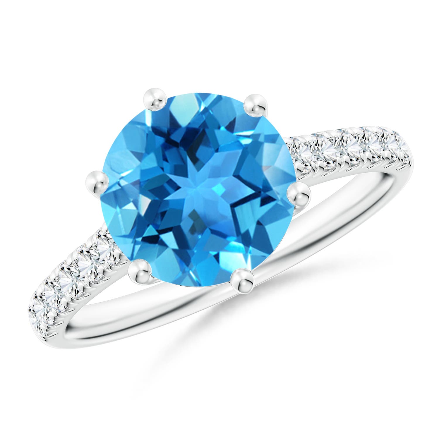 AAA - Swiss Blue Topaz / 3.6 CT / 14 KT White Gold