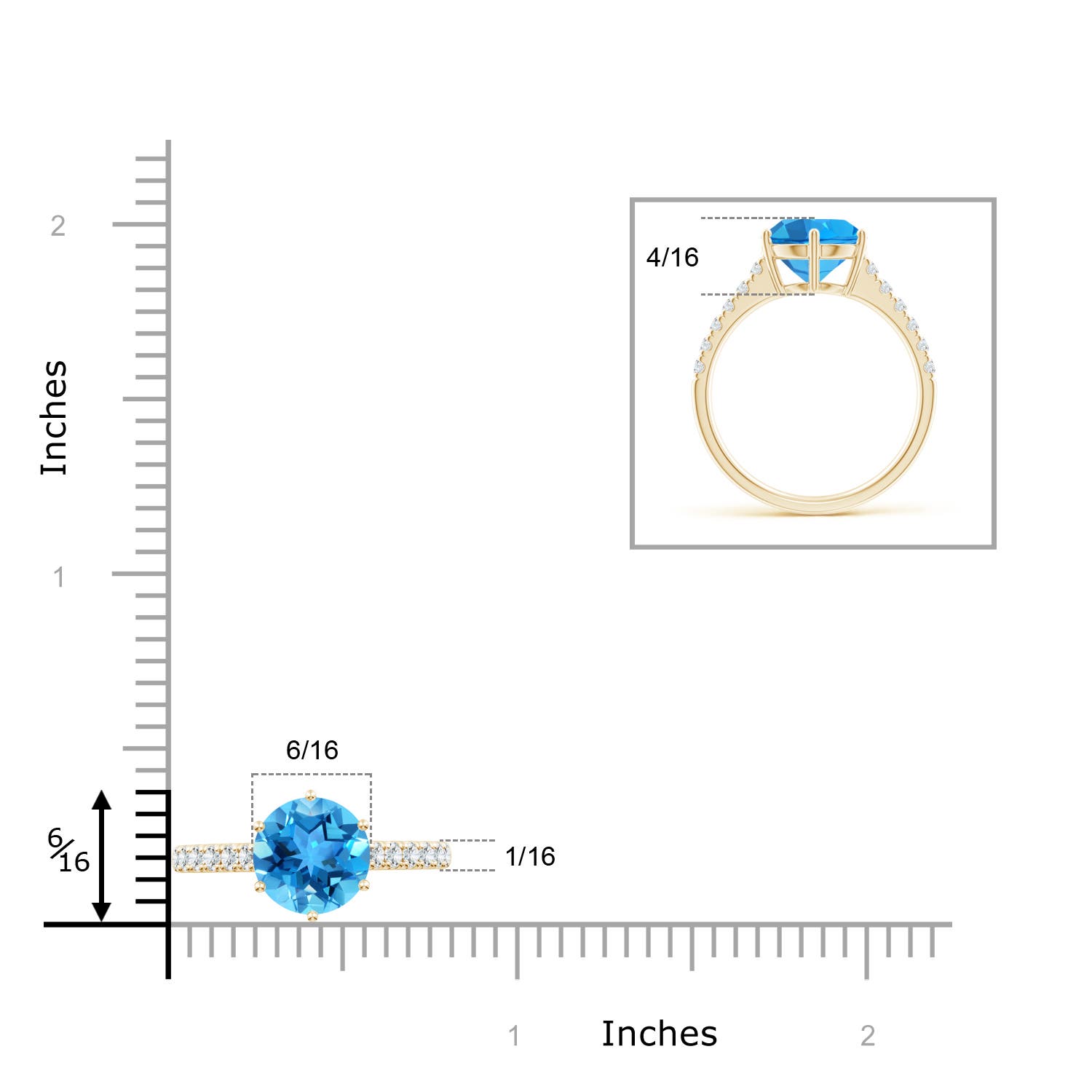 AAA - Swiss Blue Topaz / 3.6 CT / 14 KT Yellow Gold