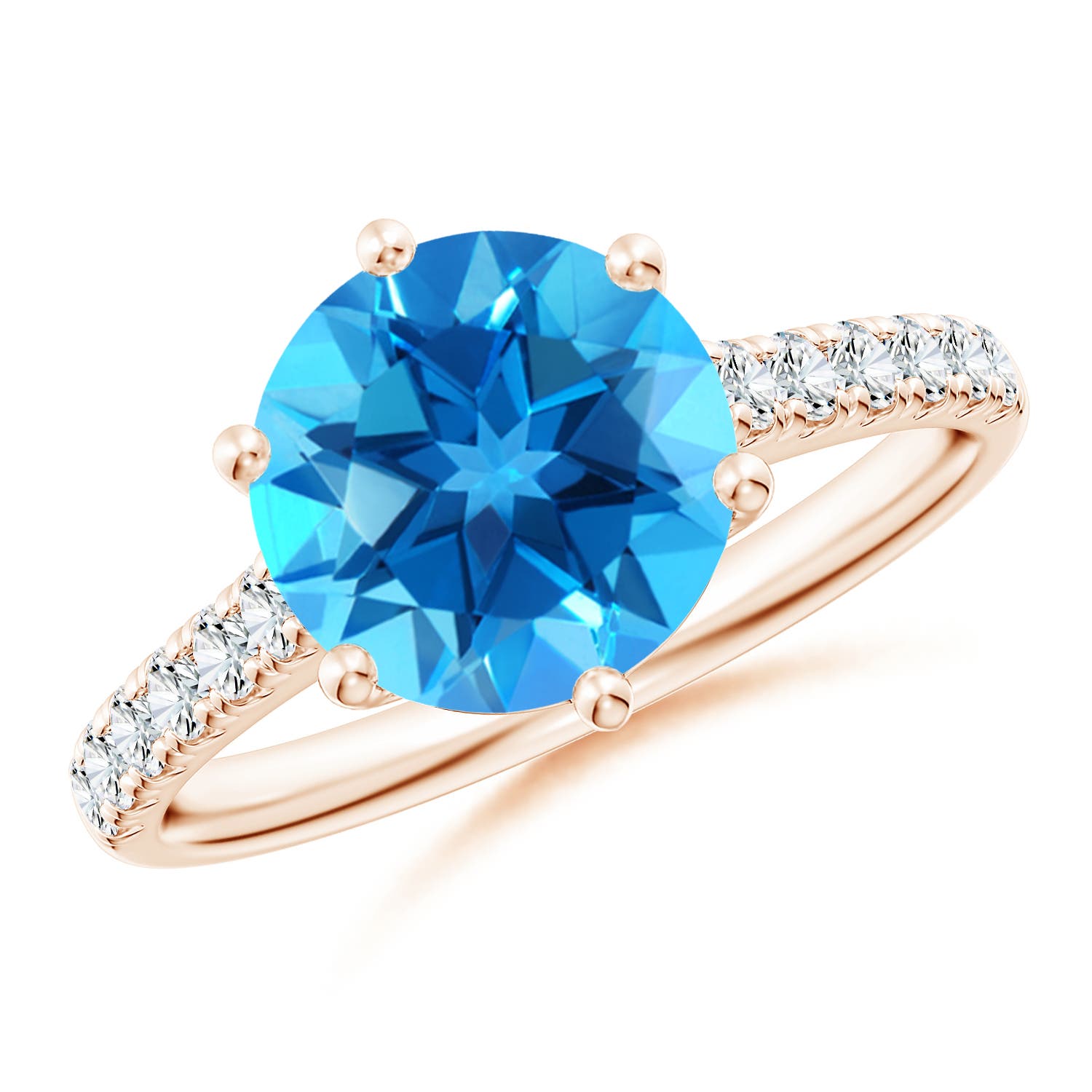 AAAA - Swiss Blue Topaz / 3.6 CT / 14 KT Rose Gold