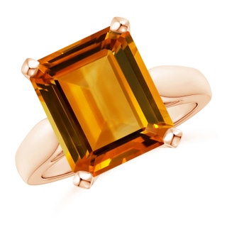 12.14x9.12x5.42mm AAAA GIA Certified Solitaire Emerald-Cut Citrine Cocktail Ring in Rose Gold