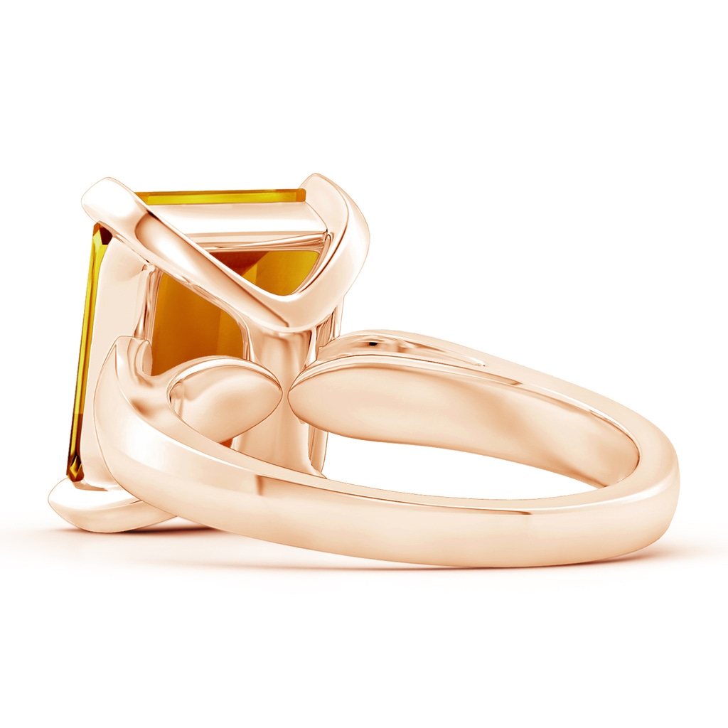 12.14x9.12x5.42mm AAAA GIA Certified Solitaire Emerald-Cut Citrine Cocktail Ring in Rose Gold Side 399