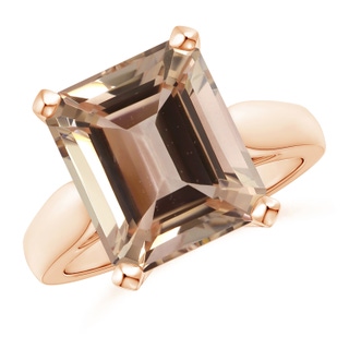 10.08x8.08x5.71mm AA GIA Certified Solitaire Emerald-Cut Morganite Cocktail Ring in 10K Rose Gold