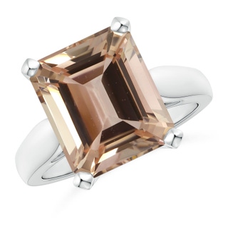 10.08x8.08x5.71mm AA GIA Certified Solitaire Emerald-Cut Morganite Cocktail Ring in 18K White Gold
