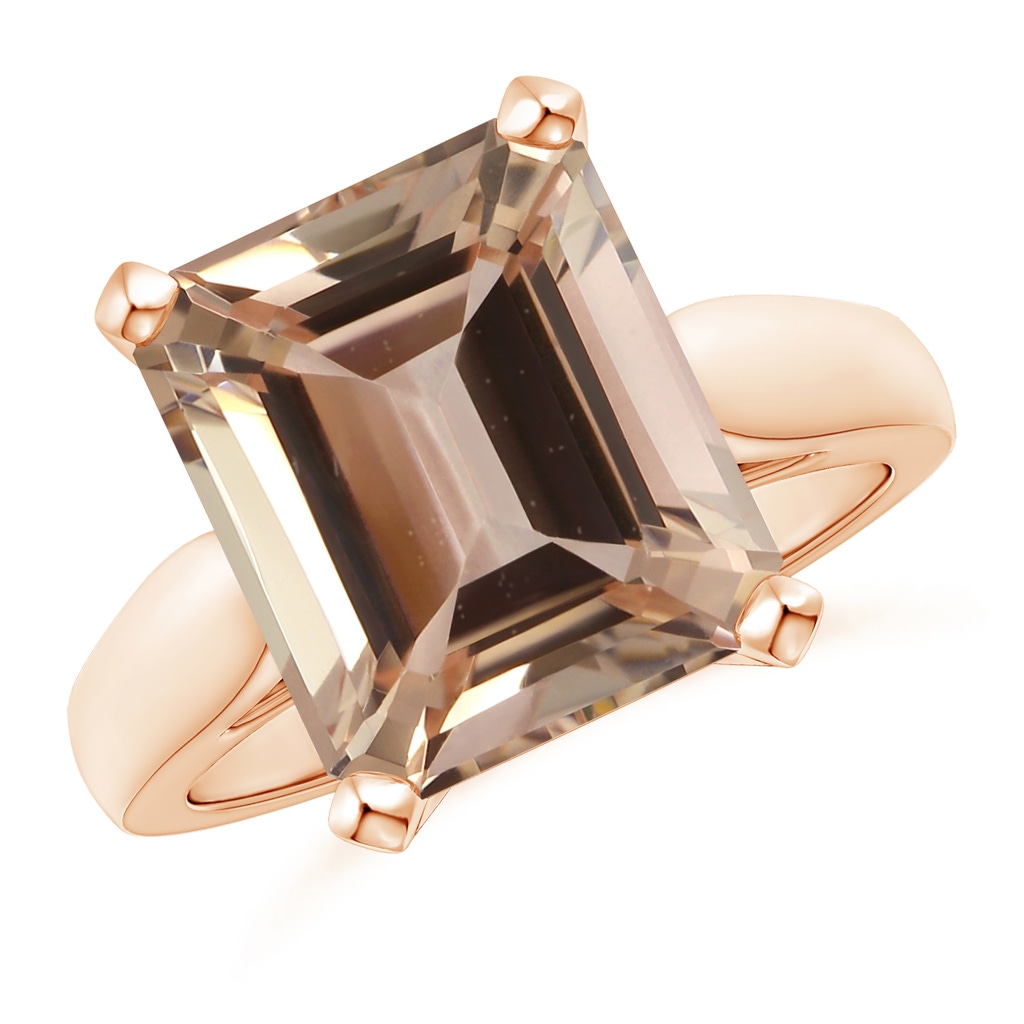 10.08x8.08x5.71mm AA GIA Certified Solitaire Emerald-Cut Morganite Cocktail Ring in Rose Gold 