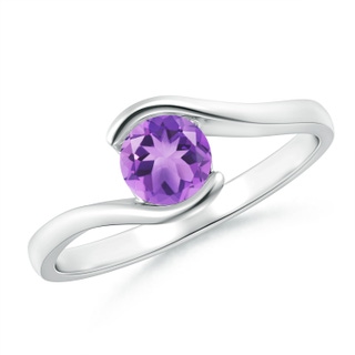 5mm A Semi Bezel-Set Solitaire Round Amethyst Bypass Ring in P950 Platinum