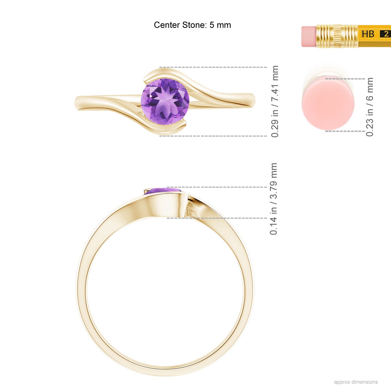 A - Amethyst / 0.45 CT / 14 KT Yellow Gold