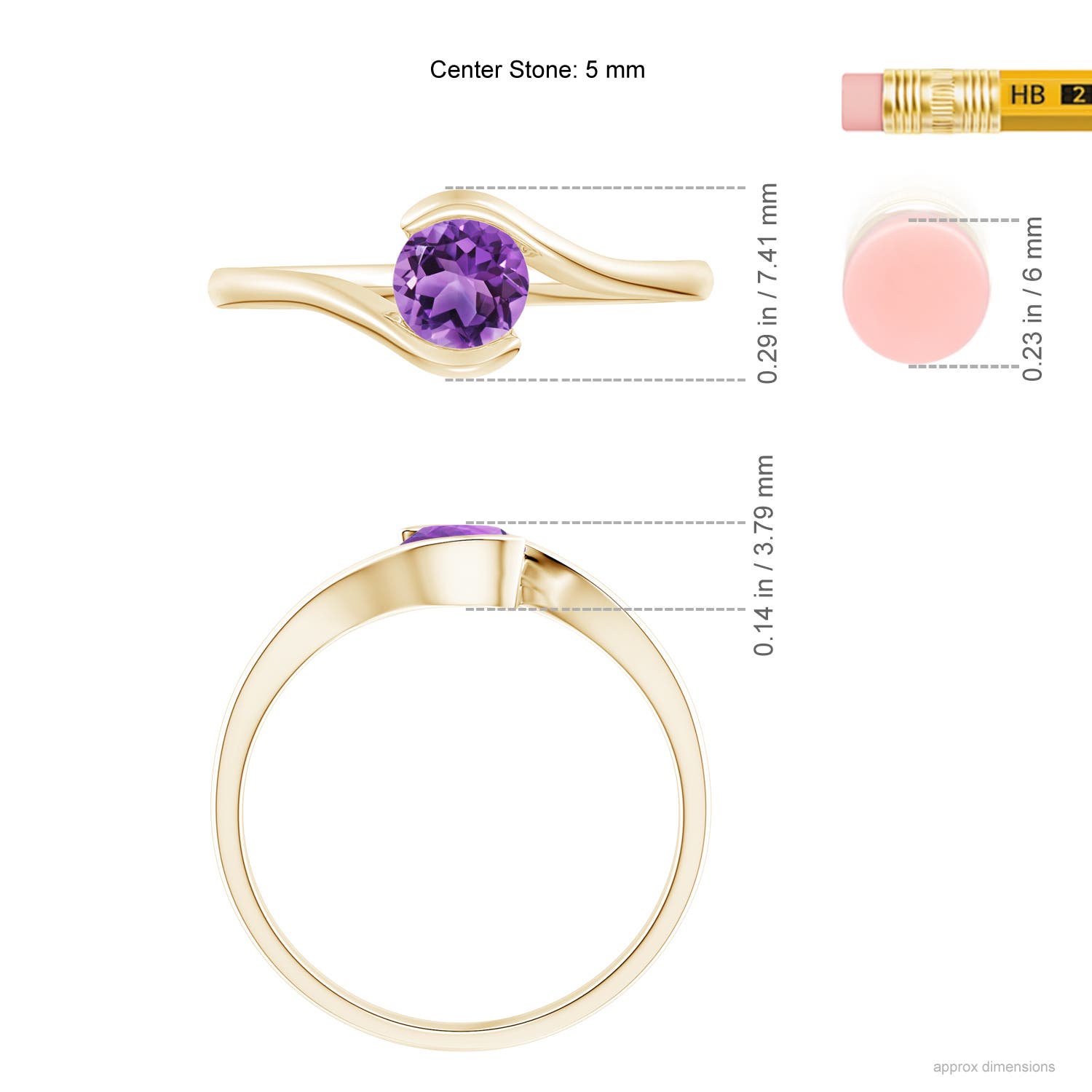 AA - Amethyst / 0.45 CT / 14 KT Yellow Gold