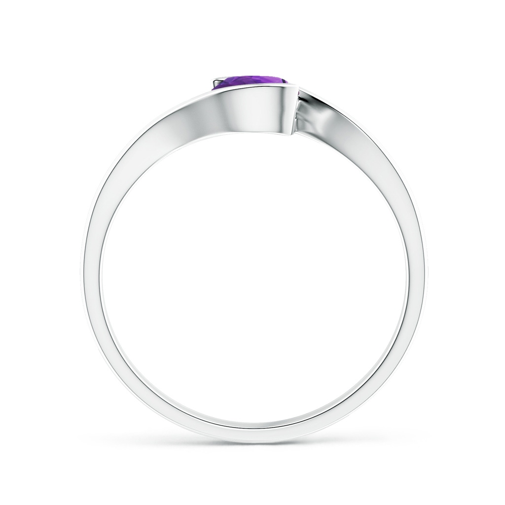 5mm AAAA Semi Bezel-Set Solitaire Round Amethyst Bypass Ring in P950 Platinum - side 199