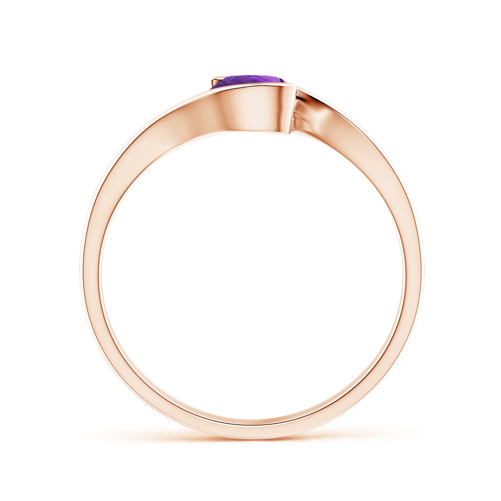 5mm AAAA Semi Bezel-Set Solitaire Round Amethyst Bypass Ring in Rose Gold - side 199