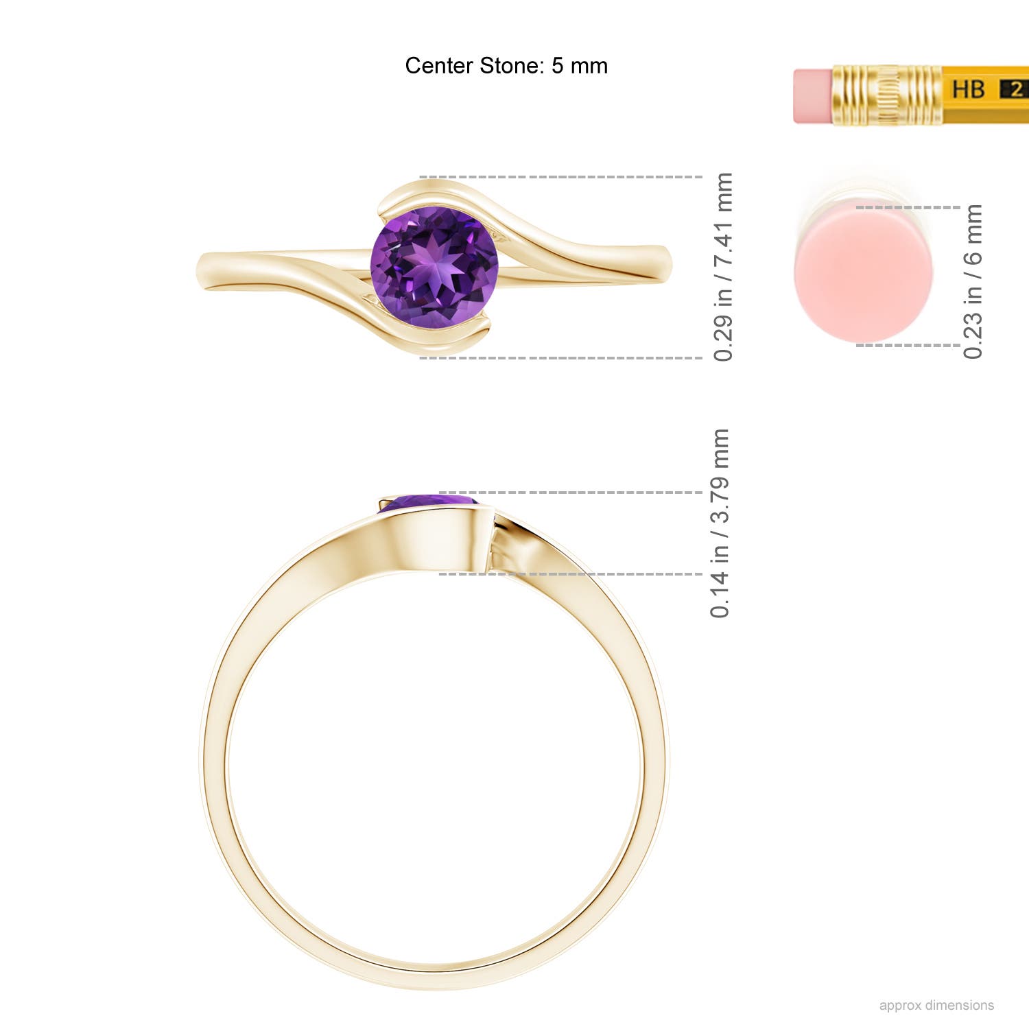 AAAA - Amethyst / 0.45 CT / 14 KT Yellow Gold