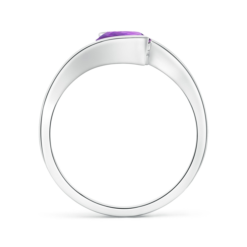 7mm AA Semi Bezel-Set Solitaire Round Amethyst Bypass Ring in White Gold side 199