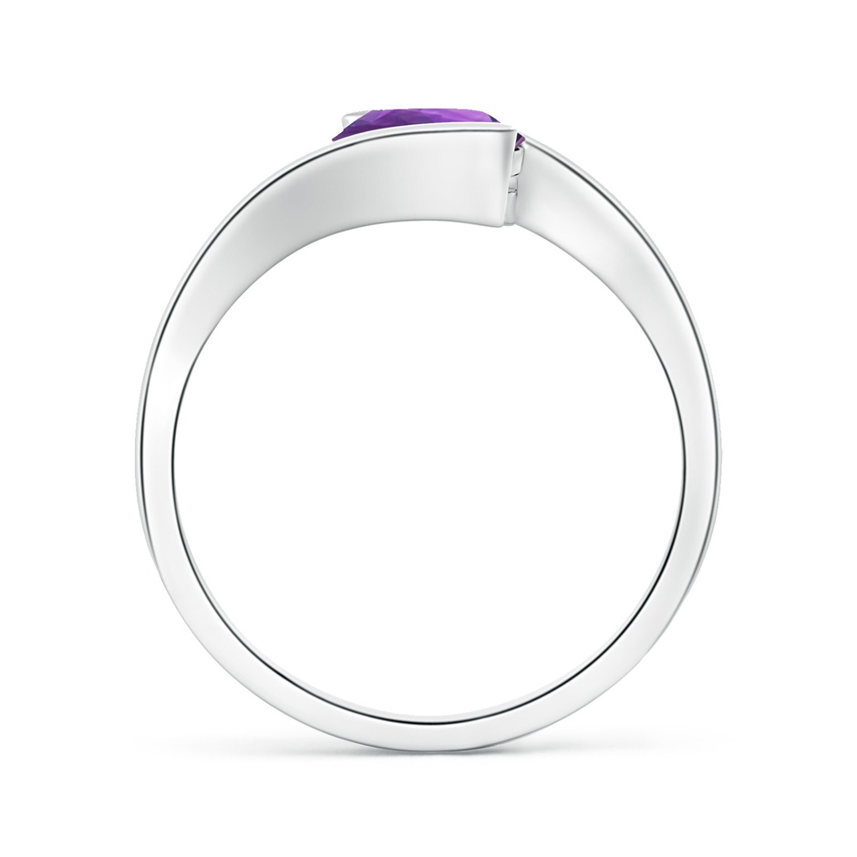 7mm AAA Semi Bezel-Set Solitaire Round Amethyst Bypass Ring in P950 Platinum side 199