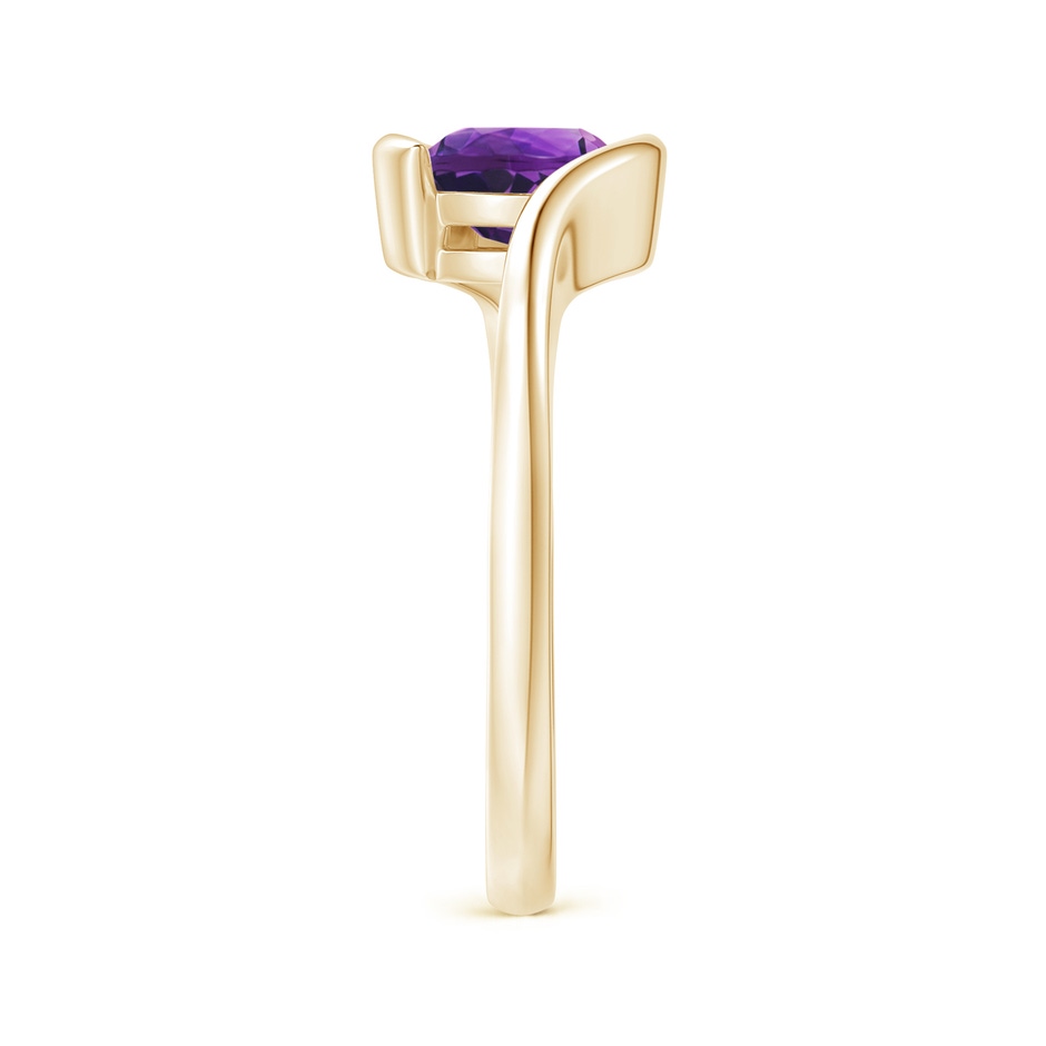 7mm AAAA Semi Bezel-Set Solitaire Round Amethyst Bypass Ring in 18K Yellow Gold side 299