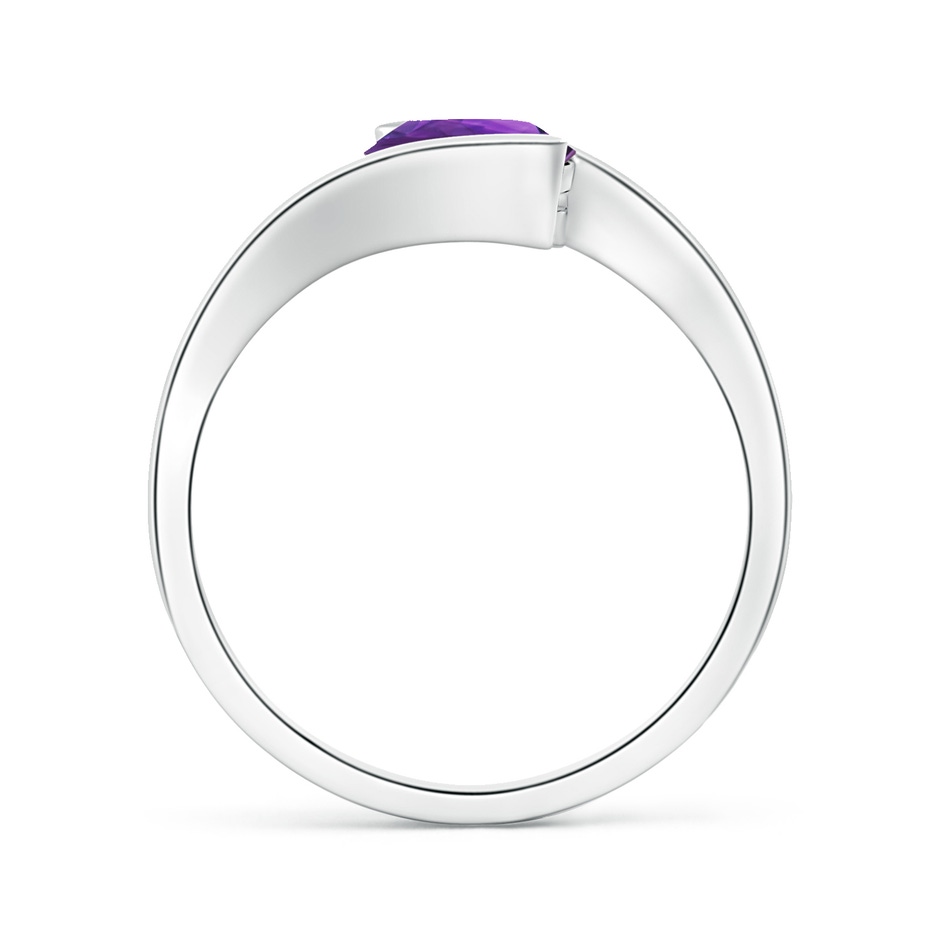 7mm AAAA Semi Bezel-Set Solitaire Round Amethyst Bypass Ring in P950 Platinum side 199