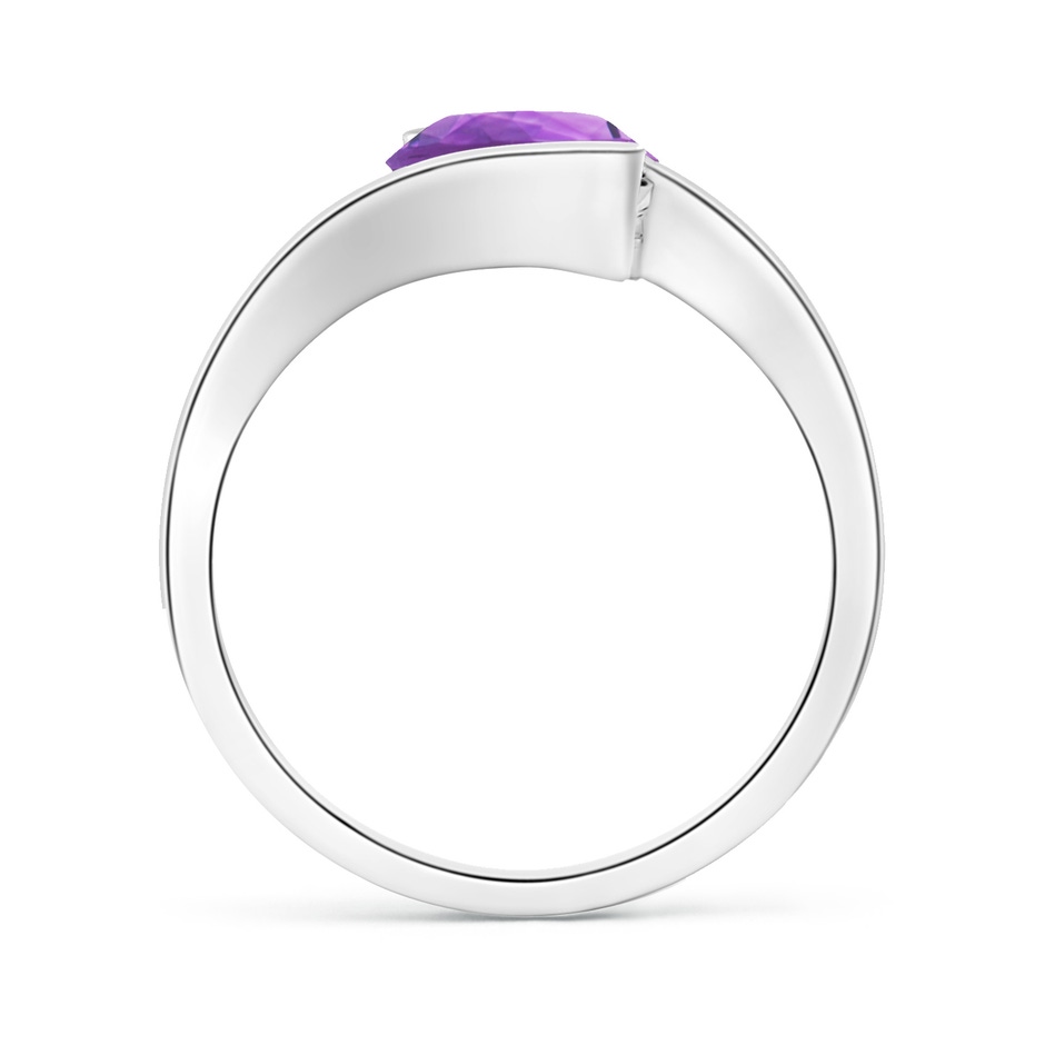 8mm AA Semi Bezel-Set Solitaire Round Amethyst Bypass Ring in 18K White Gold side 199