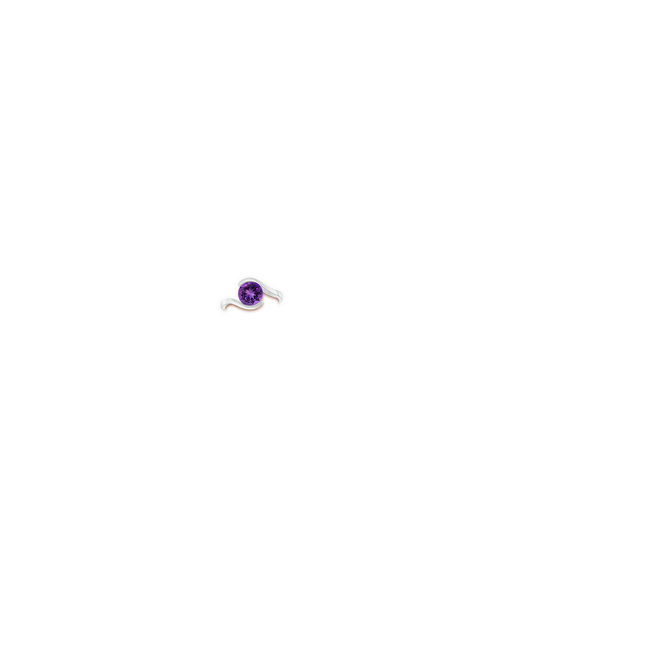 8mm AAAA Semi Bezel-Set Solitaire Round Amethyst Bypass Ring in P950 Platinum hand