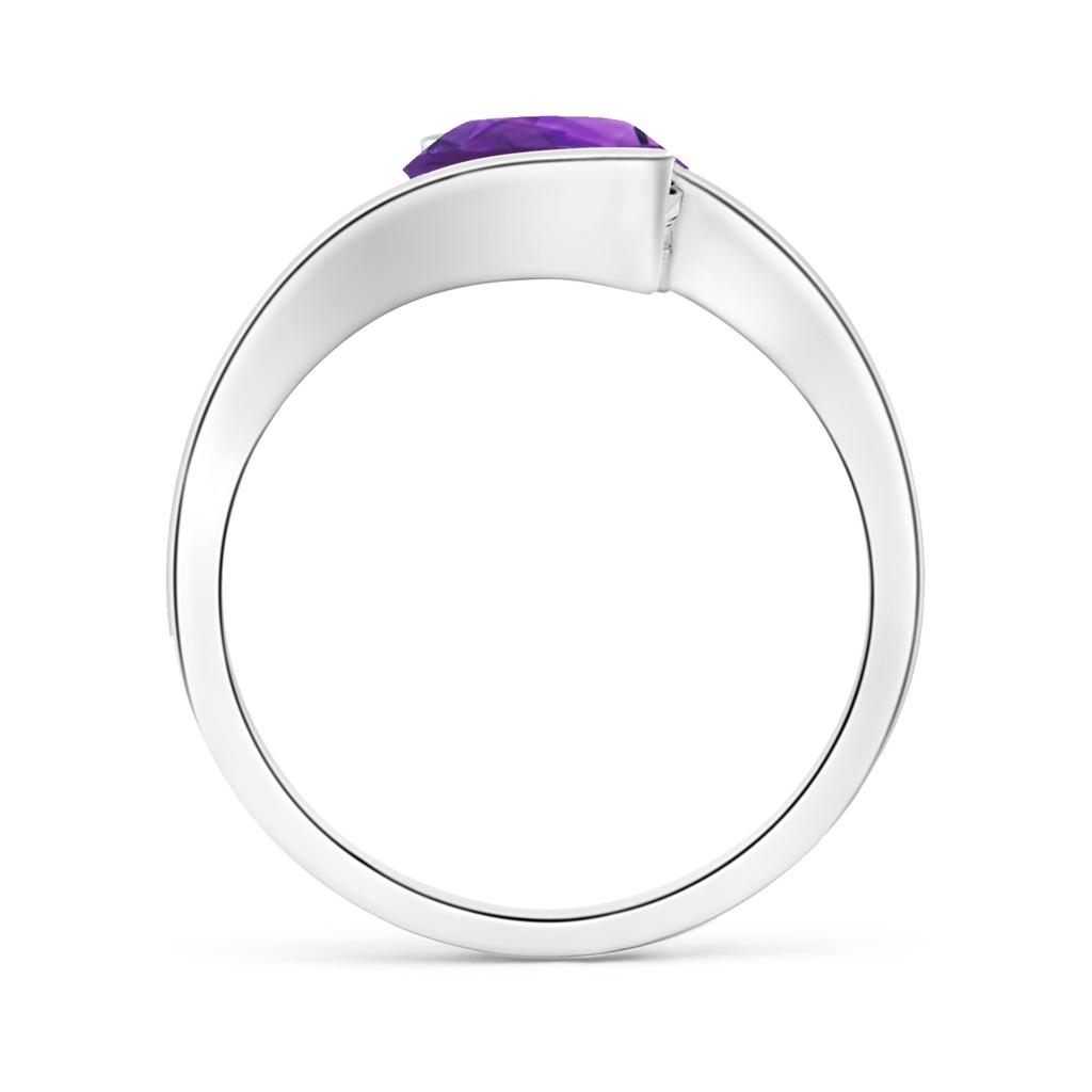 8mm AAAA Semi Bezel-Set Solitaire Round Amethyst Bypass Ring in White Gold Side 1