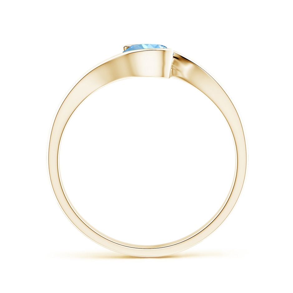 5mm AAAA Semi Bezel-Set Solitaire Round Aquamarine Bypass Ring in Yellow Gold side 199