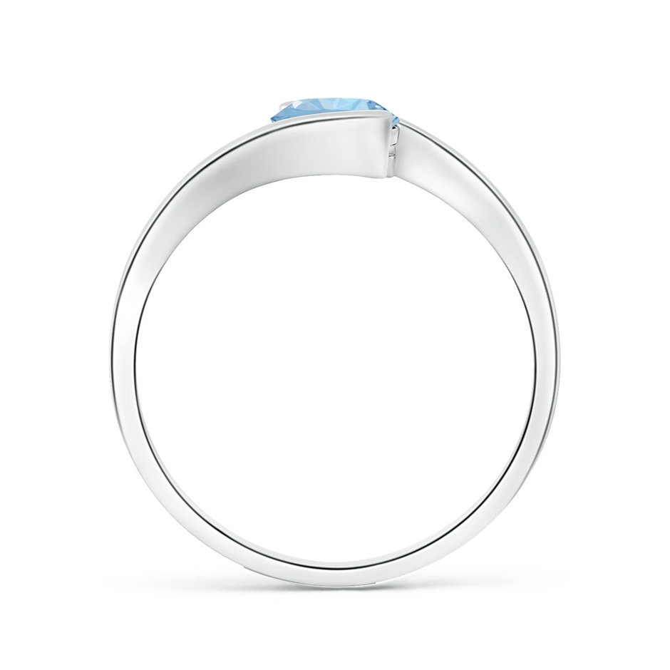 6mm AAA Semi Bezel-Set Solitaire Round Aquamarine Bypass Ring in P950 Platinum side 199