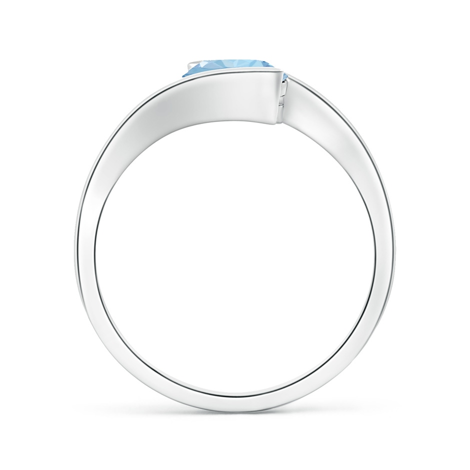 7mm AAA Semi Bezel-Set Solitaire Round Aquamarine Bypass Ring in White Gold side 199