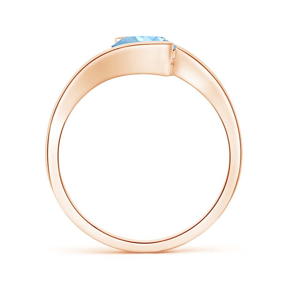 7mm AAAA Semi Bezel-Set Solitaire Round Aquamarine Bypass Ring in Rose Gold side 199