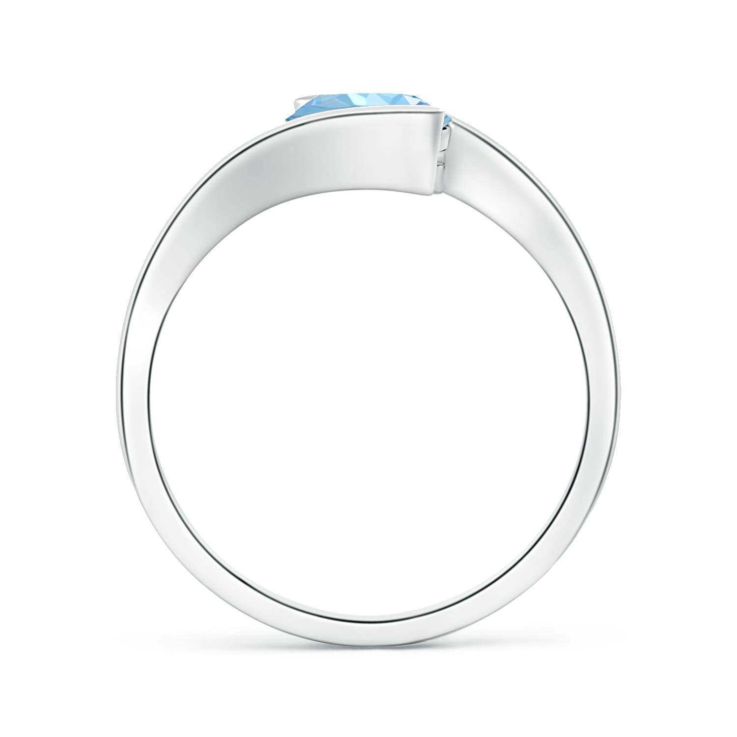 7mm AAAA Semi Bezel-Set Solitaire Round Aquamarine Bypass Ring in White Gold