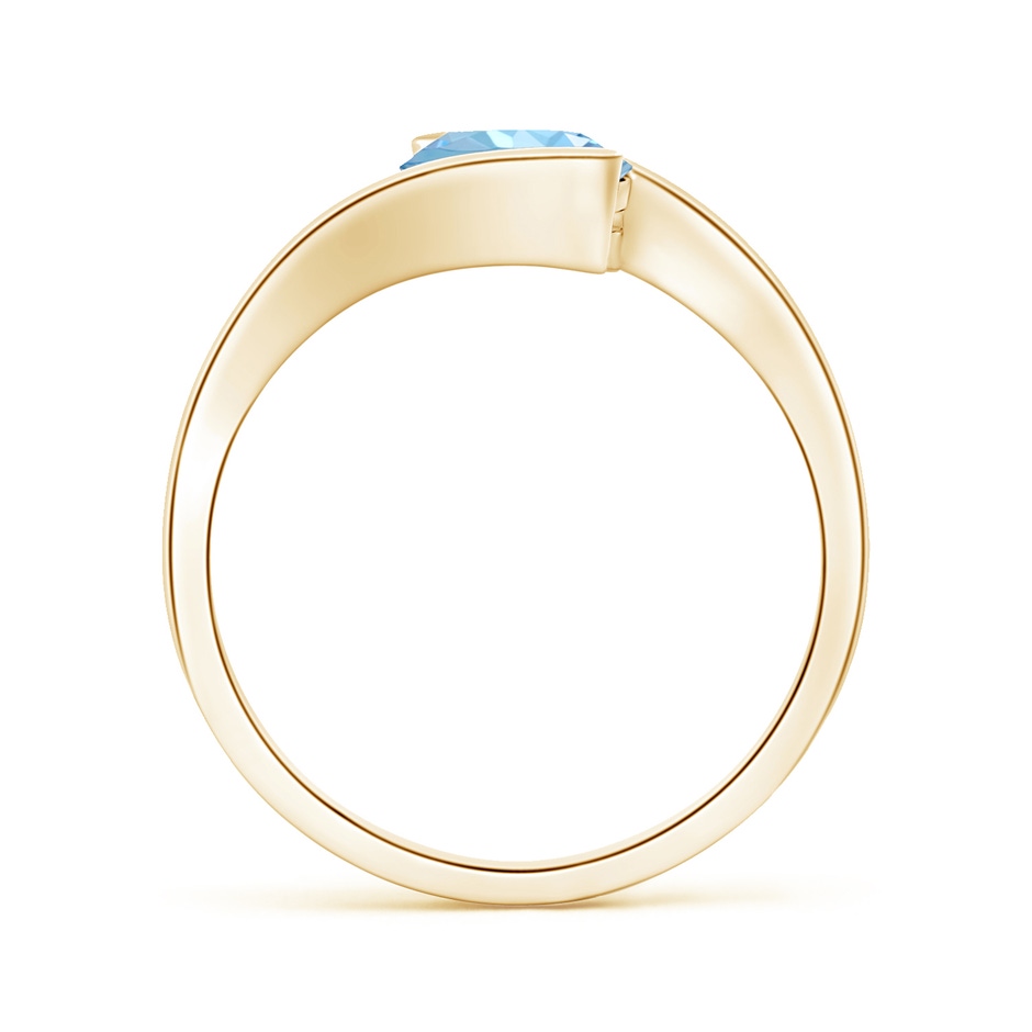 7mm AAAA Semi Bezel-Set Solitaire Round Aquamarine Bypass Ring in Yellow Gold side 199
