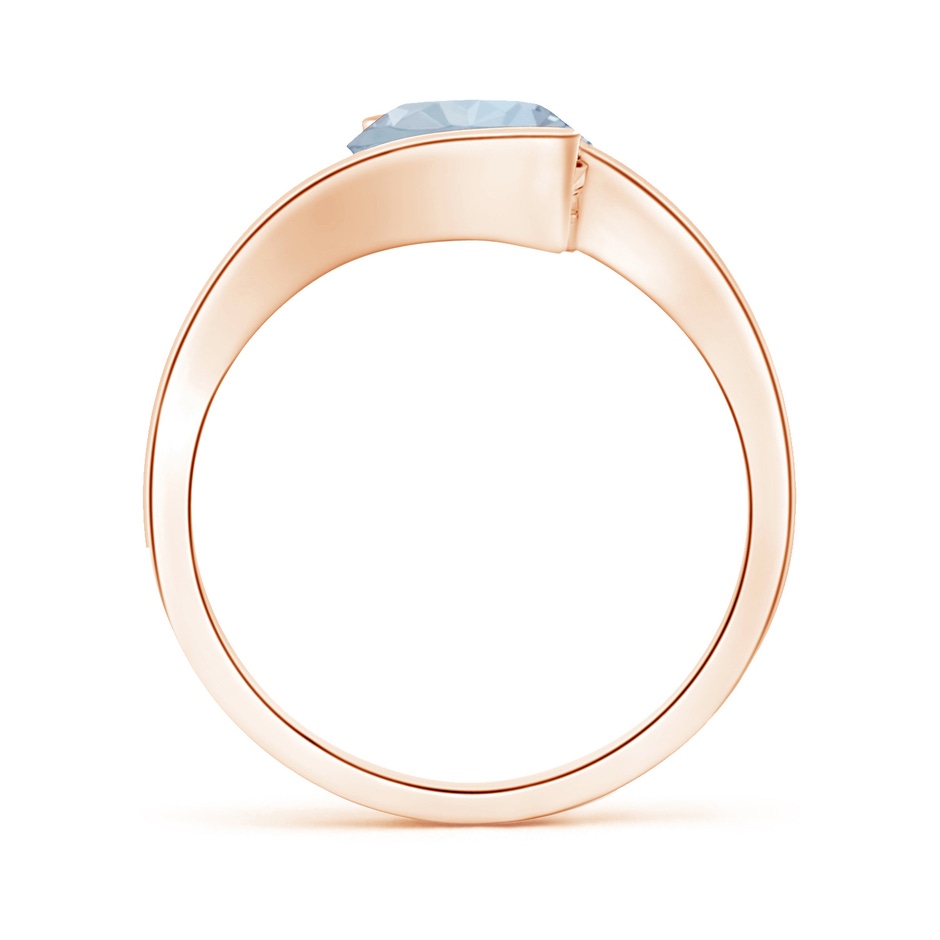 8mm A Semi Bezel-Set Solitaire Round Aquamarine Bypass Ring in Rose Gold side 199