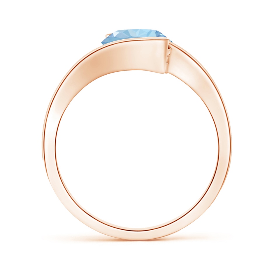 8mm AAA Semi Bezel-Set Solitaire Round Aquamarine Bypass Ring in Rose Gold side 199