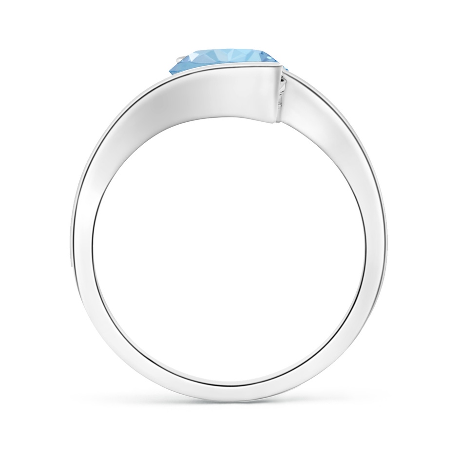 8mm AAA Semi Bezel-Set Solitaire Round Aquamarine Bypass Ring in White Gold side 199