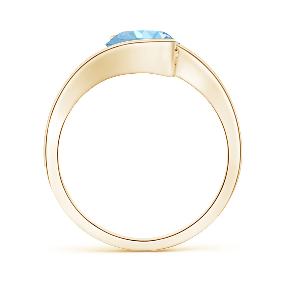 8mm AAAA Semi Bezel-Set Solitaire Round Aquamarine Bypass Ring in Yellow Gold side 199