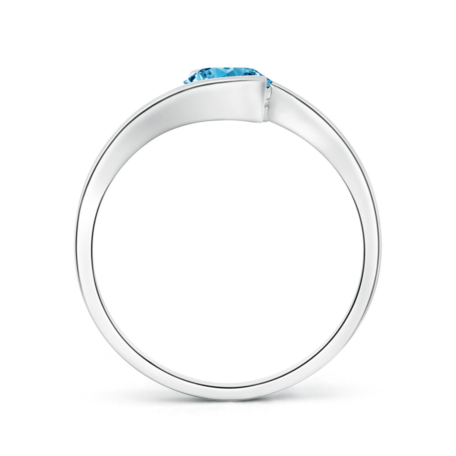 6.4mm AAAA Semi Bezel-Set Solitaire Round Fancy Intense Blue Diamond Bypass Ring in White Gold